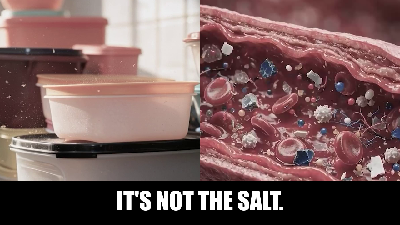 Plastic food containers and microscopic plastic fragments inside an artery wall